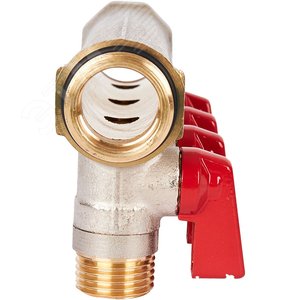 Коллектор с шаровыми кранами 3/4', 4 отвода 1/2' (красные ручки) - фото 2