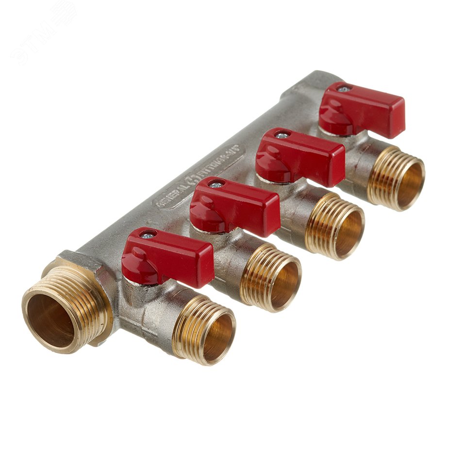 Изображение товара Коллектор с шаровыми кранами 3/4', 4 отвода 1/2' от STOUT