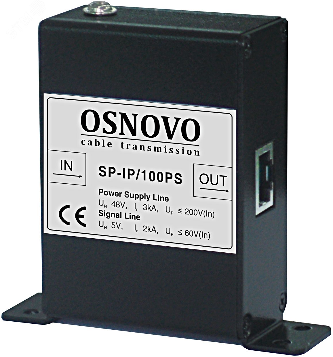 Устройство грозозащиты для локальной вычислительной сети(скорость до 100Мбит/с) с защитой линий PoE, 1 вход, 1 выход SP-IP/100PS OSNOVO - превью