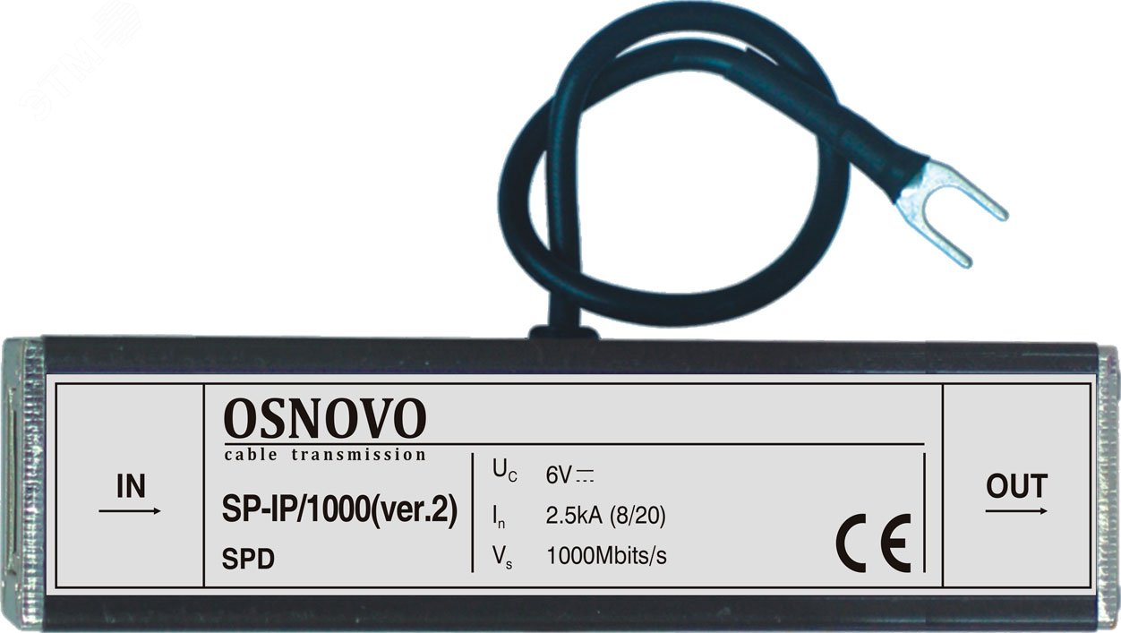 Устройство грозозащиты для локальной вычислительной сети(скорость до 1000 Мб/с), 1 вход(RJ45-мама), 1 выход(RJ45-мама) SP-IP/1000(ver.2) OSNOVO - превью