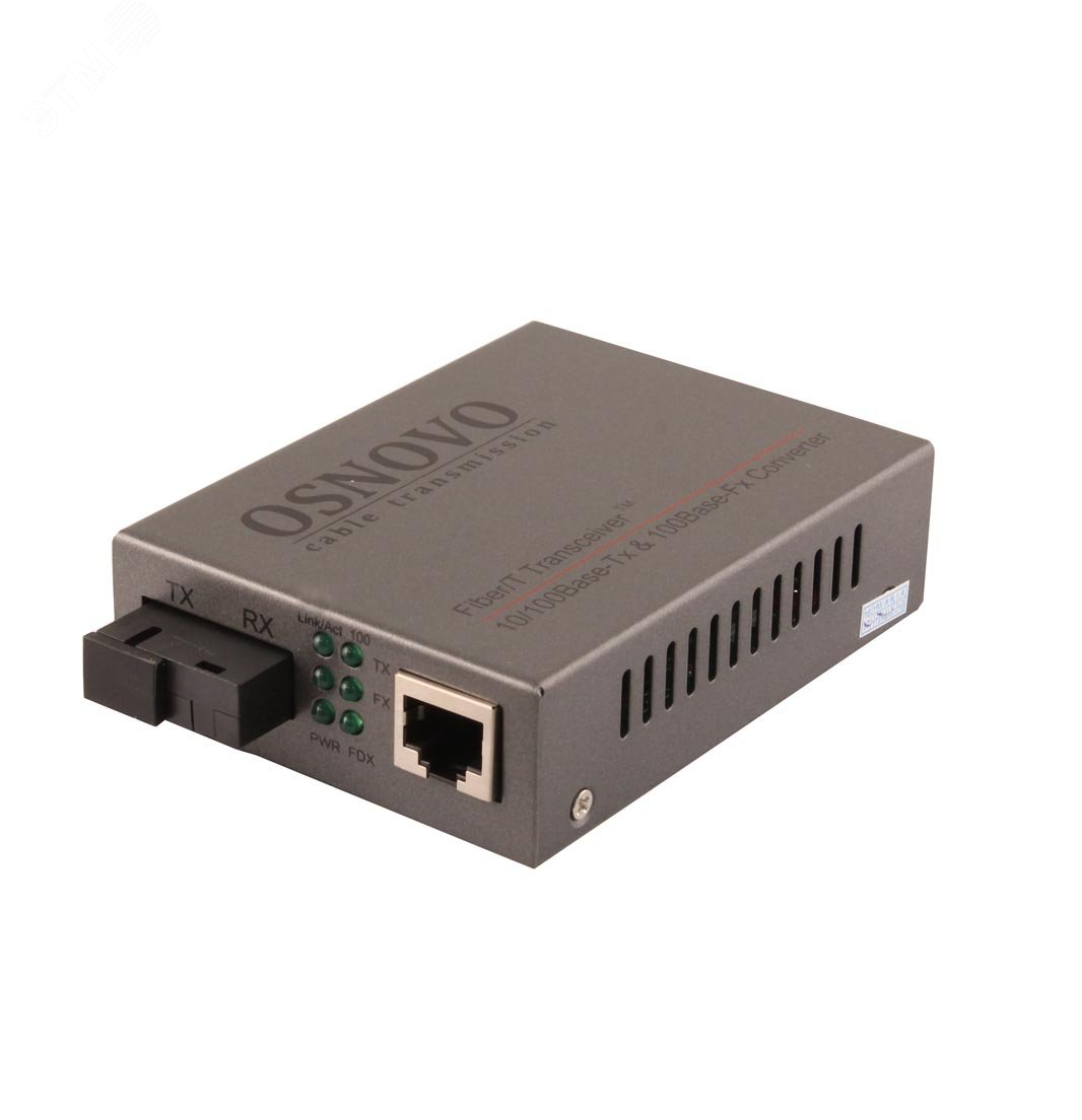 Медиаконвертер оптический 1хRJ45 10/100 Мб/с, 1хSC 100 Мб/с, для кабеля до 20 км OMC-100-11S5a OSNOVO - превью