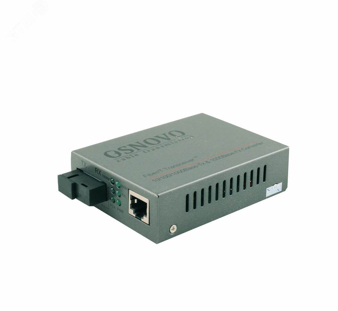 Медиаконвертер оптический 1хRJ45/SC 10/100/1000 Мб/с, для кабеля до 20 км OMC-1000-11S5b OSNOVO - превью