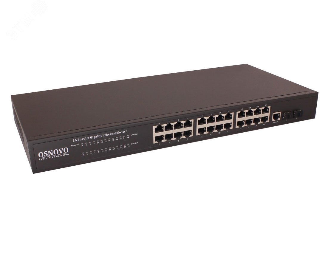 Коммутатор управляемый (L2+) Gigabit Ethernet на 26 портов.Порты 24 x GE (10/100/1000Base-T) + 2 x GE SFP (1000Base-x) SW-72402/L2 OSNOVO - превью