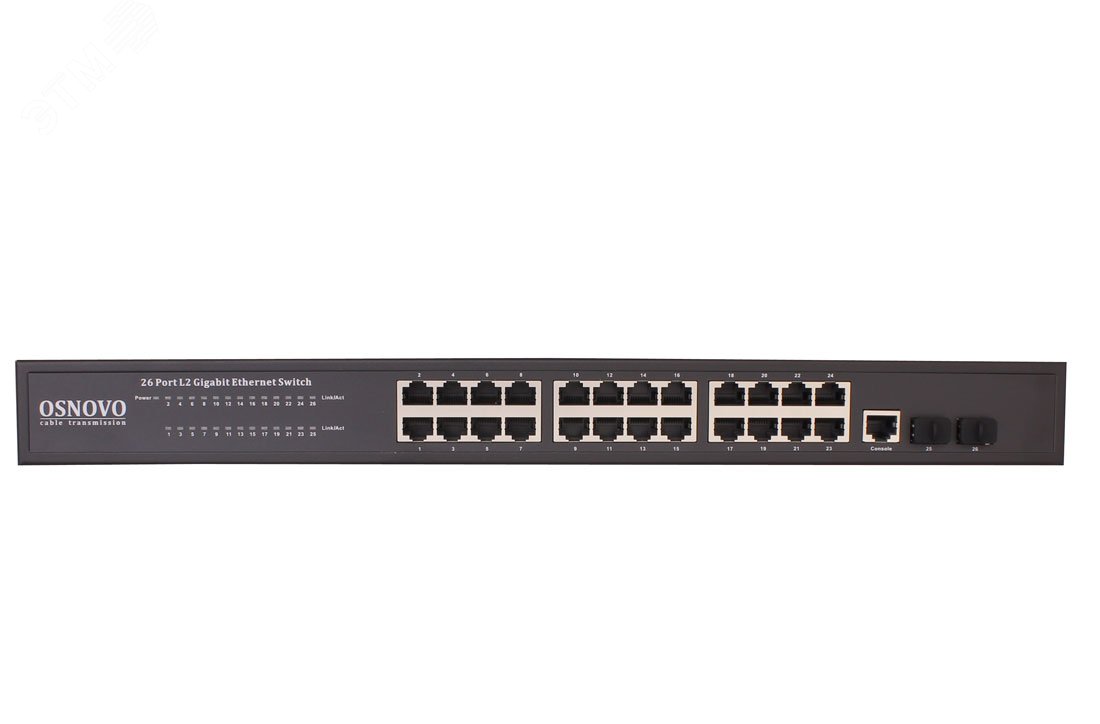Коммутатор управляемый (L2+) Gigabit Ethernet на 26 портов.Порты 24 x GE (10/100/1000Base-T) + 2 x GE SFP (1000Base-x) SW-72402/L2 OSNOVO - превью 2