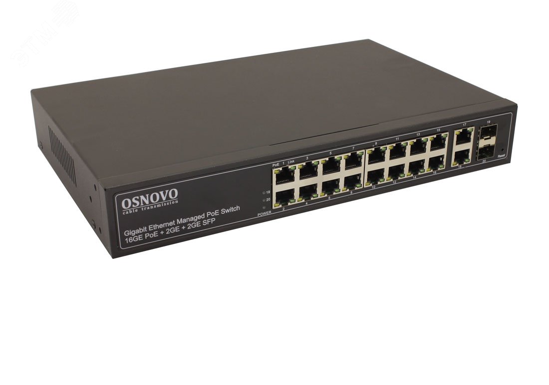 Управляемый L2 PoE коммутатор Gigabit Ethernet на 16 RJ45 PoE SW-8182/L(300W) OSNOVO - превью