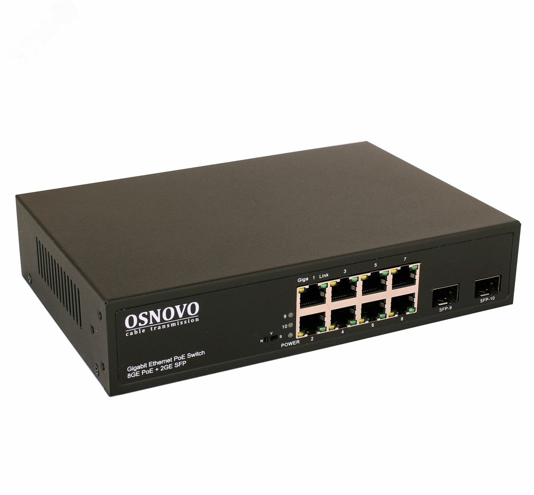 PoE коммутатор Gigabit Ethernet на 8 RJ45 + 2 SFP порта. SW-80802(150W) OSNOVO - превью