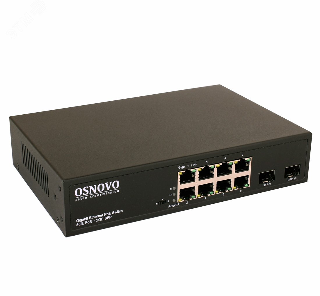 Коммутатор управляемый L2 10 портов RJ45/SFP 10 100 1000 Мб/с PoE 150Вт ...