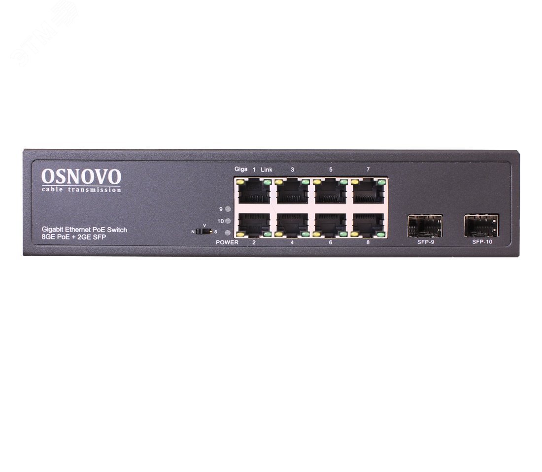 PoE коммутатор Gigabit Ethernet на 8 RJ45 + 2 SFP порта. SW-80802(150W) OSNOVO - превью 2