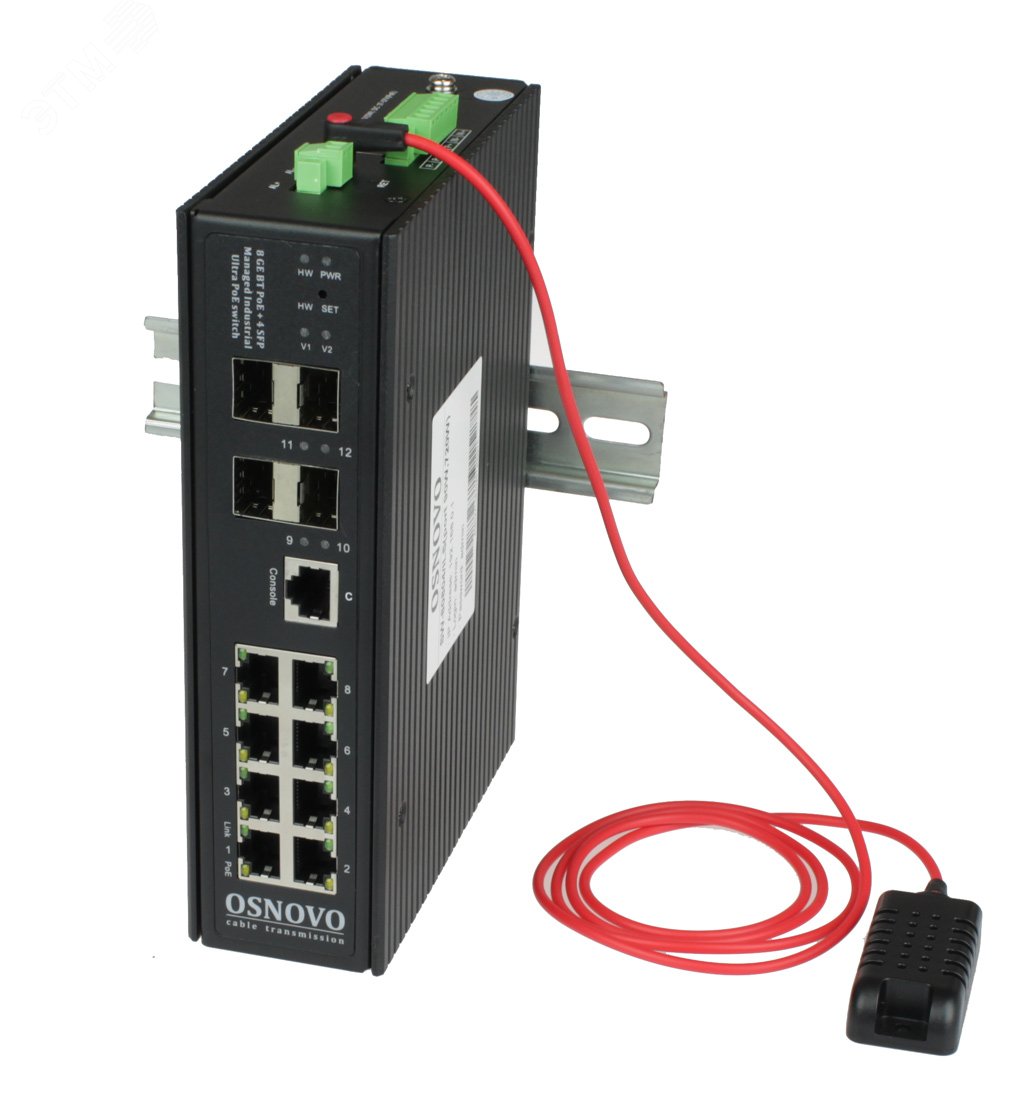 Коммутатор управляемый промышленный уровень управления L2+ Ultra PoE коммутатор SW-80804/ILS(port 90W,720W) OSNOVO - превью
