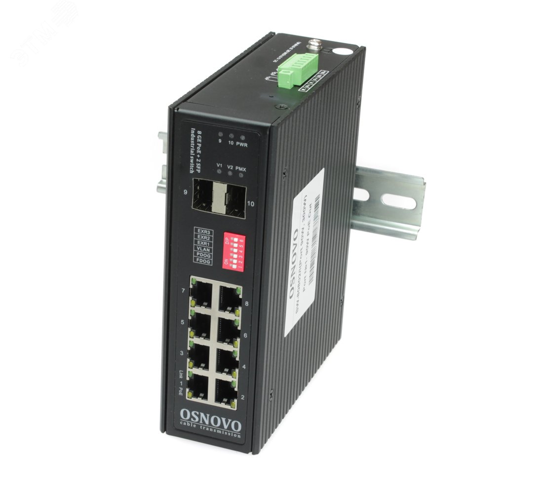 Коммутатор промышленный PoE 8 портов 10/100/1000 Мб/с, 2хSFP SW-80802/I(Port 90W,300W) OSNOVO - превью