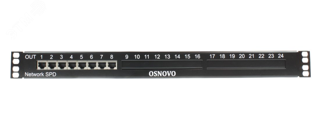 Устройство грозозащиты 1U для локальной вычислительной сети на 8 портов (скорость до 1000Мб/с) с защитой линий PoE SP-IP8/1000PR OSNOVO - превью 2