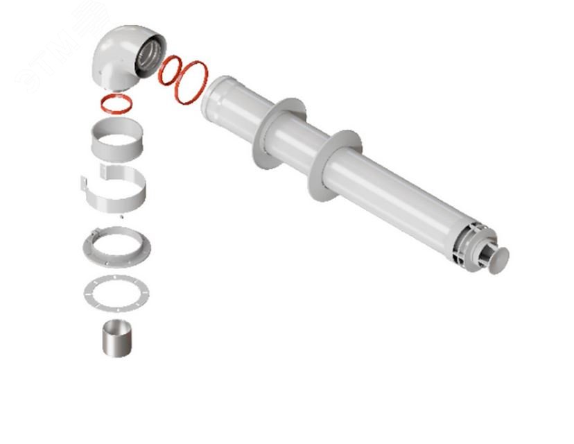 Изображение товара Комплект дымохода СТАНДАРТ УНИВЕРСАЛЬНЫЙ 60/100 - 900мм (шт)