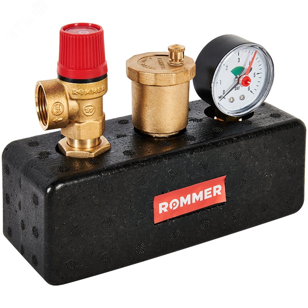 Изображение товара Группа безопасности котла Rommer 3 бар 1" до 50 кВт в теплоизоляции Изображение товара Группа безопасности котла Rommer 3 бар 1" до 50 кВт в теплоизоляции