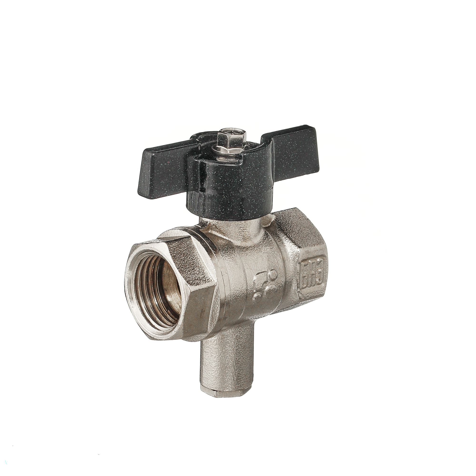 Кран шаровой для термодатчика 11Б27п1 1/2' А30/1 ВВ бабочка никель PN40