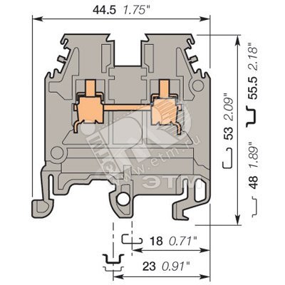 Клемма винтовая MA2.5/5.V0 2.5мм.кв. бежевая ENT1SNA195486R0400 TE Connectivity (Entrelec,Tyco)