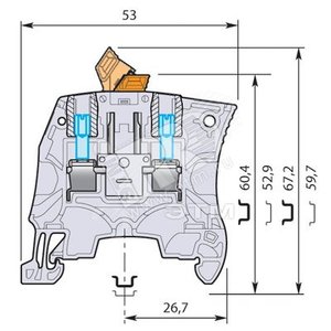 Клемма винтовая ZS4-S-T2 4мм.кв. с разъединителем серая 2 тестовые розетки