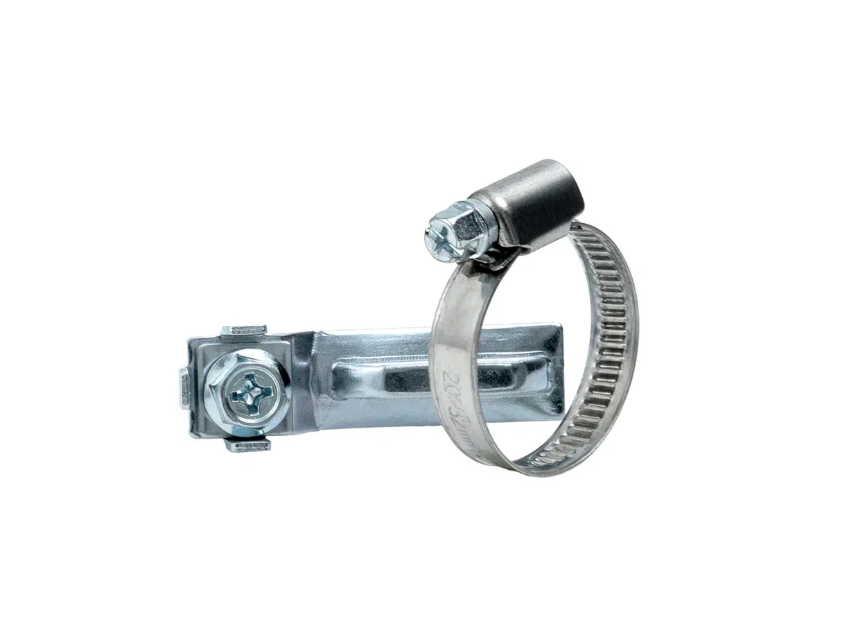 Хомут червячный заземления (комплект хомут+ клемма)  50-70 нержавеющая сталь W2