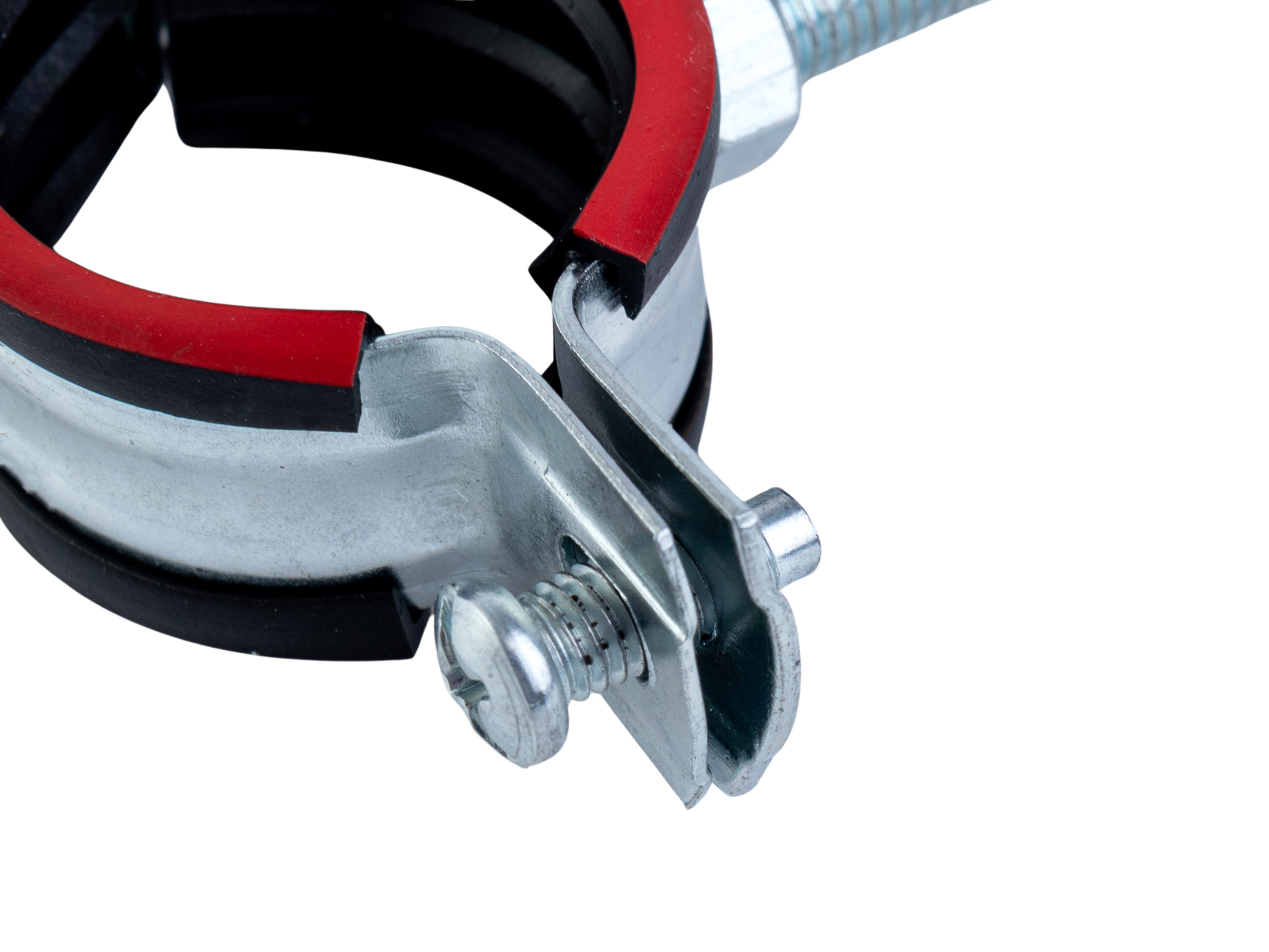 Хомут трубный сантехнический с резиновым уплотнением 8 М10 (216-225) гайка м10 оцинкованная сталь W1 в комплекте шпилька 10х100 дюбель 12х60