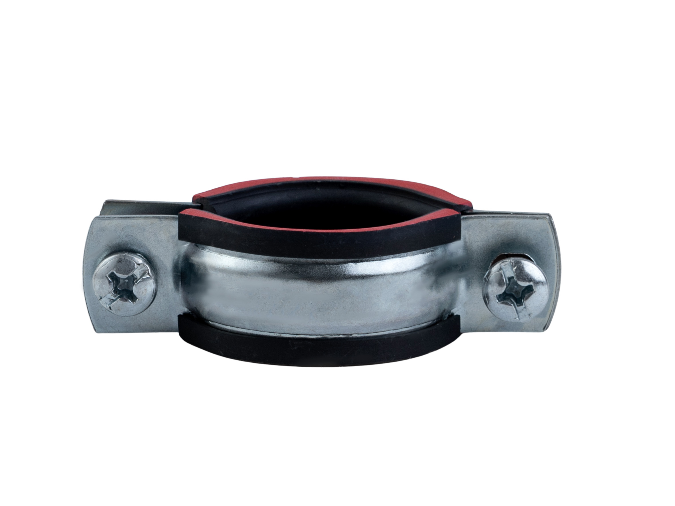 Хомут трубный с резиновым уплотнением  2 1/2 74-80мм сантехнический с гайкой М10 оцинкованная сталь W1 средних нагрузок