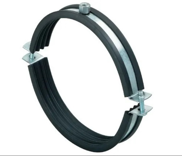 Хомут  вентиляционный с уплотнением для воздуховода  D  140 мм с уплотнением гайка М8, оцинкованная сталь W1