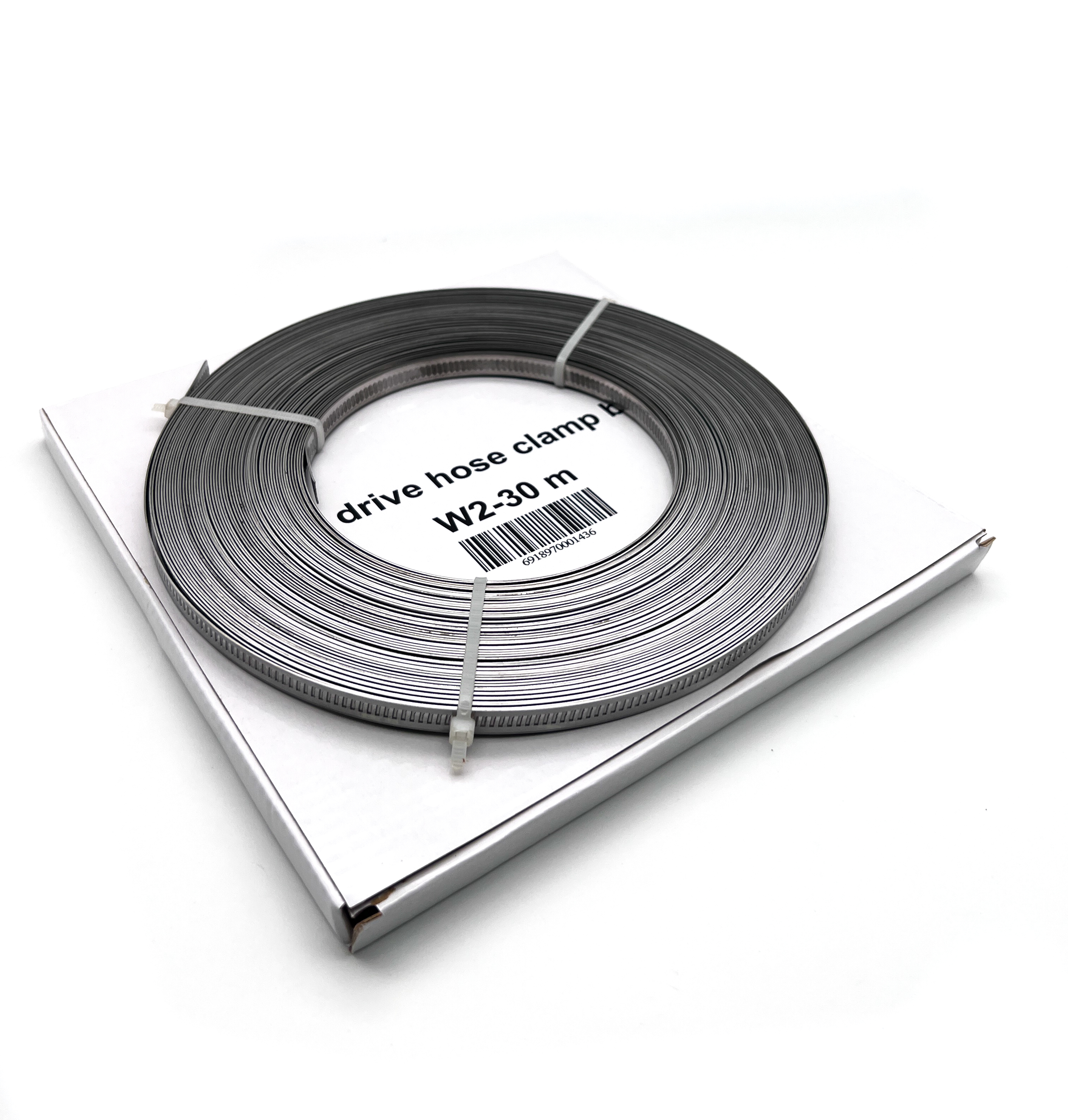 Хомут ленточный  червячный лента 9мм/0,7мм W2 нержавеющая сталь  (намотка30м)