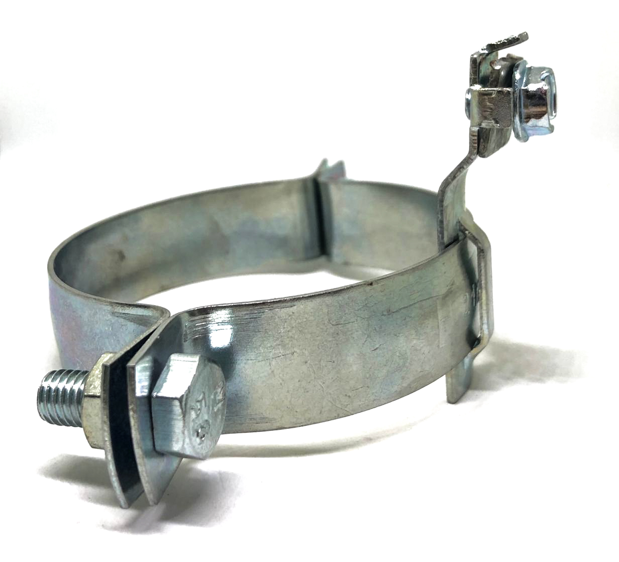 Хомут трубный заземления (комплект хомут+клемма)  2 (59-66) мм с гайкой м8  оцинкованная сталь W1