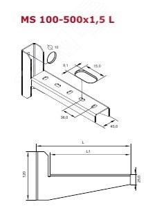 Изображение товара Кронштейн консольный MХ 150L оцинкованный для малых нагрузок (шт)