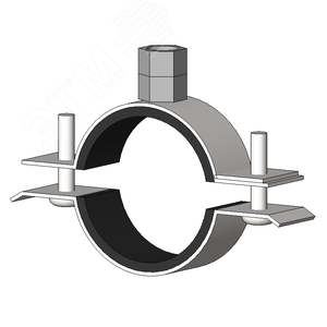 Хомут трубный сантехнический с резиновым уплотнением DGP 1 1/4 40-46мм М8/М10  с комбинированной гайкой М8/М10 и системой быстрого монтажа - фото 2