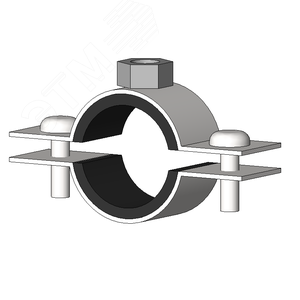 Хомут трубный с резиновым уплотнением  3/4 23-28мм сантехнический с гайкой М8 оцинкованная сталь W1 средних нагрузок - фото 2