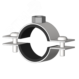 Хомут трубный с резиновым уплотнением 1 31-36мм  сантехнический с гайкой М8 оцинкованная сталь W1 средних нагрузок - фото 2