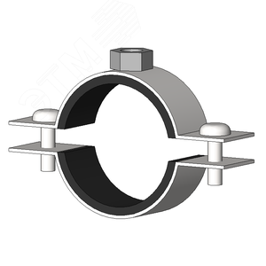 Хомут трубный с резиновым уплотнением 1 1/4' D (38-44) DGR  сантехнический гайка М8, оцинкованная сталь W1 средних нагрузок - фото 2