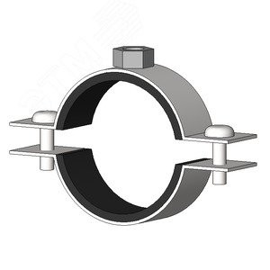 Хомут трубный с резиновым уплотнением 1 1/2 44-50мм  сантехнический с гайкой М8 оцинкованная сталь W1 средних нагрузок - фото 2