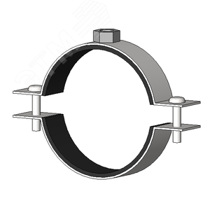 Хомут трубный с резиновым уплотнением  3 83-93мм сантехнический с гайкой М10 оцинкованная сталь W1 средних нагрузок - фото 2