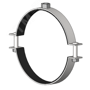 Хомут трубный с резиновым уплотнением Т 8 212-222мм  сантехнический гайка М16 оцинкованная сталь W1 высокой нагрузки - фото 2