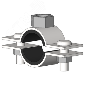 Хомут трубный с резиновым уплотнением Т 3/4 23-28мм сантехнический гайка М12 оцинкованная сталь W1 высокой нагрузки - фото 2