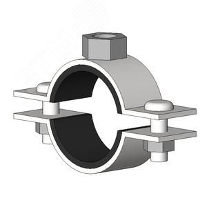 Хомут трубный с резиновым уплотнением Т 1 1/4 38-44мм  сантехнический гайка М12 оцинкованная сталь W1 высокой нагрузки - фото 2