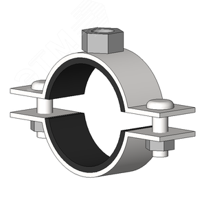 Хомут трубный с резиновым уплотнением Т  1/2' М12 48-53мм   сантехнический гайка М12 оцинкованная сталь W1 высокой нагрузки - фото 2