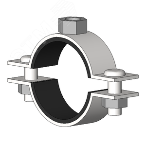 Хомут трубный с резиновым уплотнением Т 53-59мм сантехнический гайка М12 оцинкованная сталь W1 высокой нагрузки - фото 2