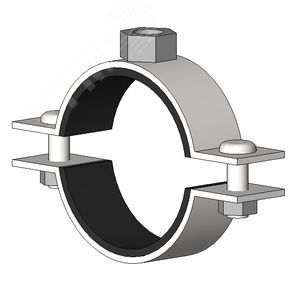 Хомут трубный с резиновым уплотнением 2' D 59-66 сантехнический гайка М12 оцинкованная сталь W1 высокой нагрузки - фото 2