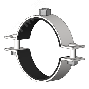 Хомут трубный с резиновым уплотнением Т 3 1/2 99-108мм сантехнический гайка М12 оцинкованная сталь W1 высокой нагрузки - фото 2