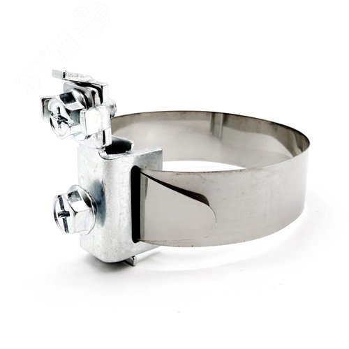 Хомут червячный заземления (комплект хомут+ клемма)   25-40 нержавеющая сталь W2 - фото 1