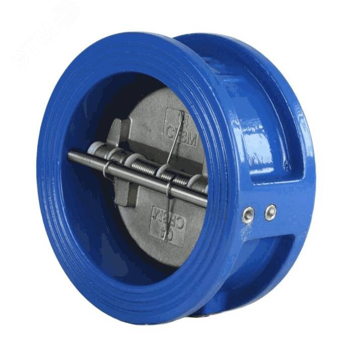 Изображение товара Клапан обратный чугун Ду 40 Ру16 межфланцевый затвор створки нержавеющая сталь+EPDM (шт)