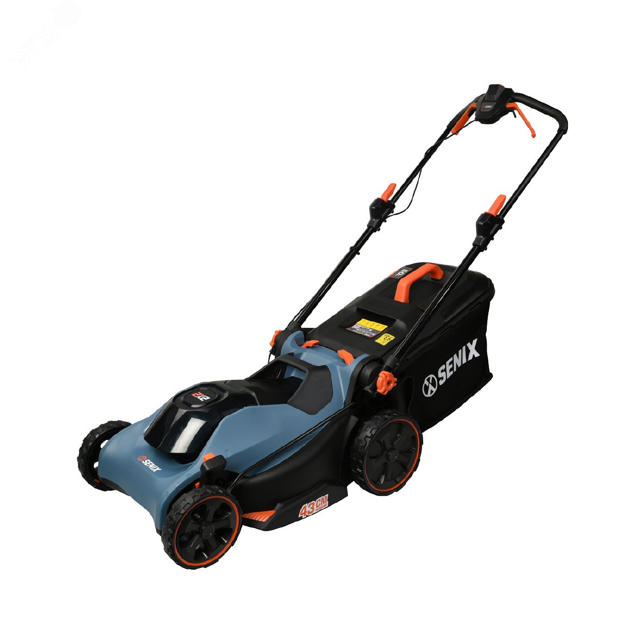 Изображение товара Газонокосилка самоходная аккумуляторная, 43 см, 2 аккумулятора 5Ач, двухпортовое ЗУ 2X2 40В (шт)