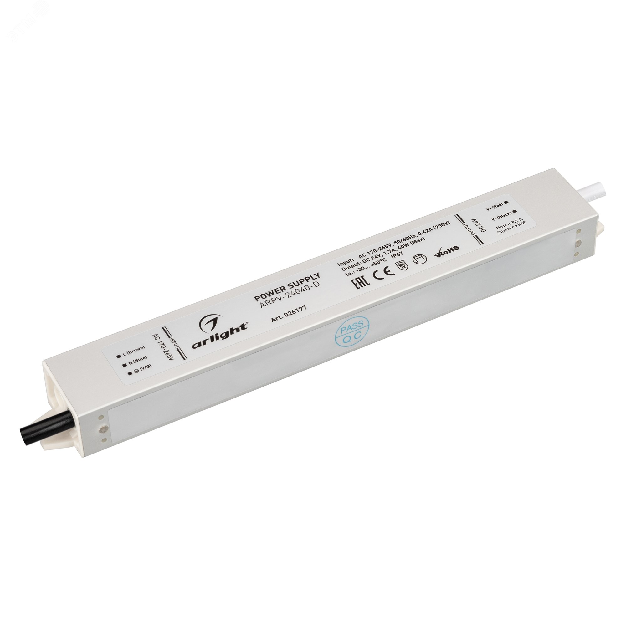 Изображение товара Блок питания ARPV-24040-D (24V, 1.7A, 40W) с IP67