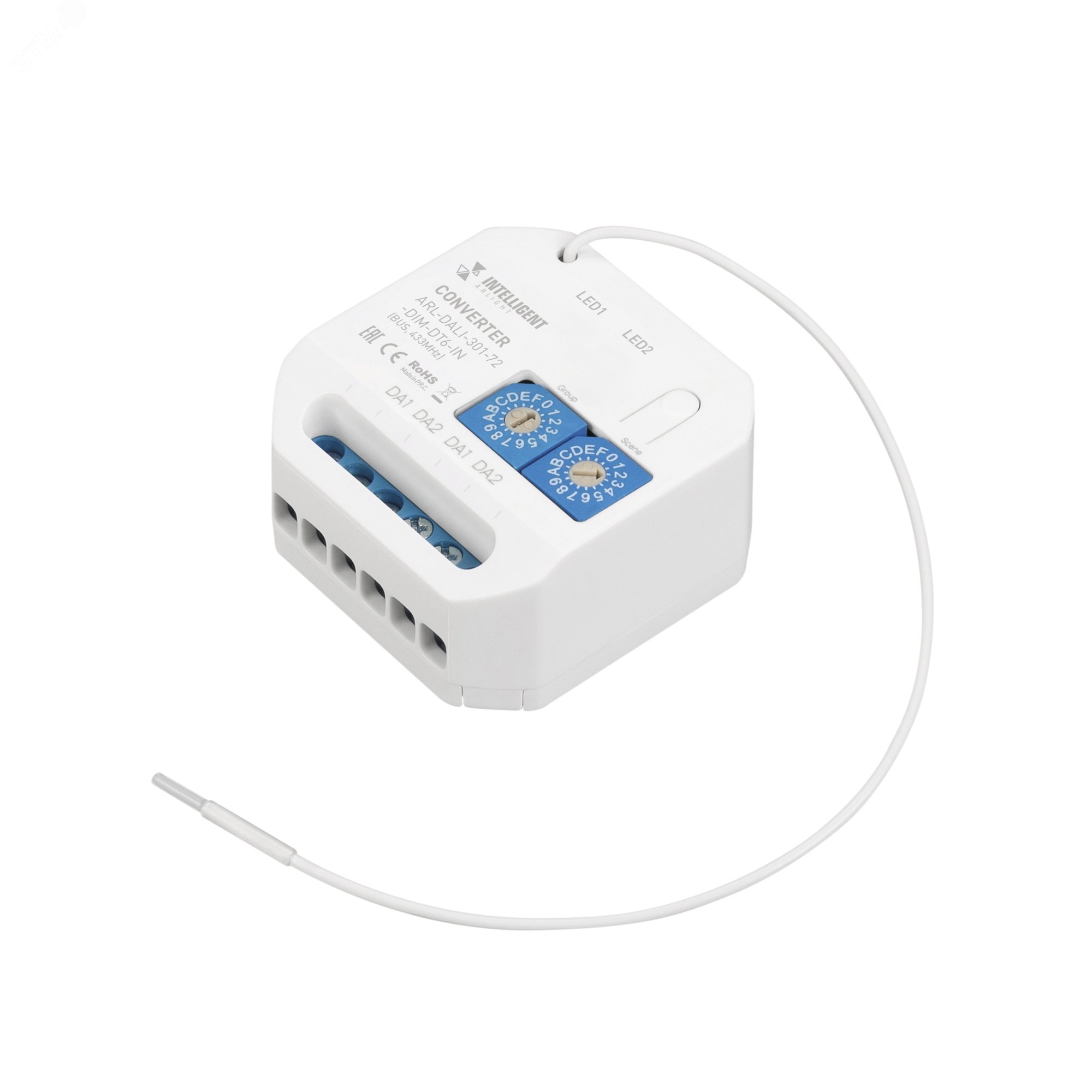 Изображение товара Конвертер INTELLIGENT ARLIGHT ARL-DALI-301-72-DIM-IN, BUS, 433MHz, IP20, пластик, 3 года (шт)