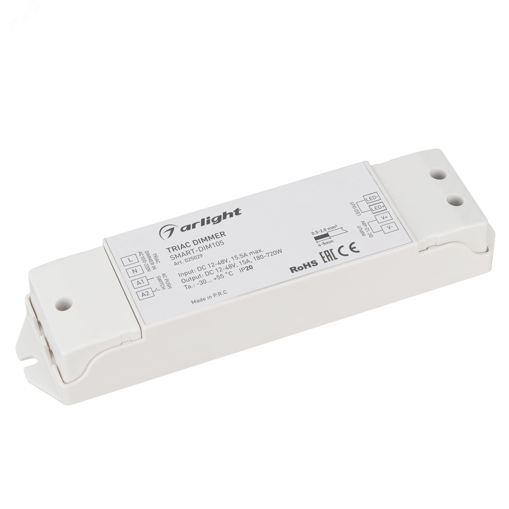 Изображение товара Диммер для светодиодов ARL SMART-DIM105 12-48V 15A TRIAC Изображение товара Диммер для светодиодов ARL SMART-DIM105 12-48V 15A TRIAC