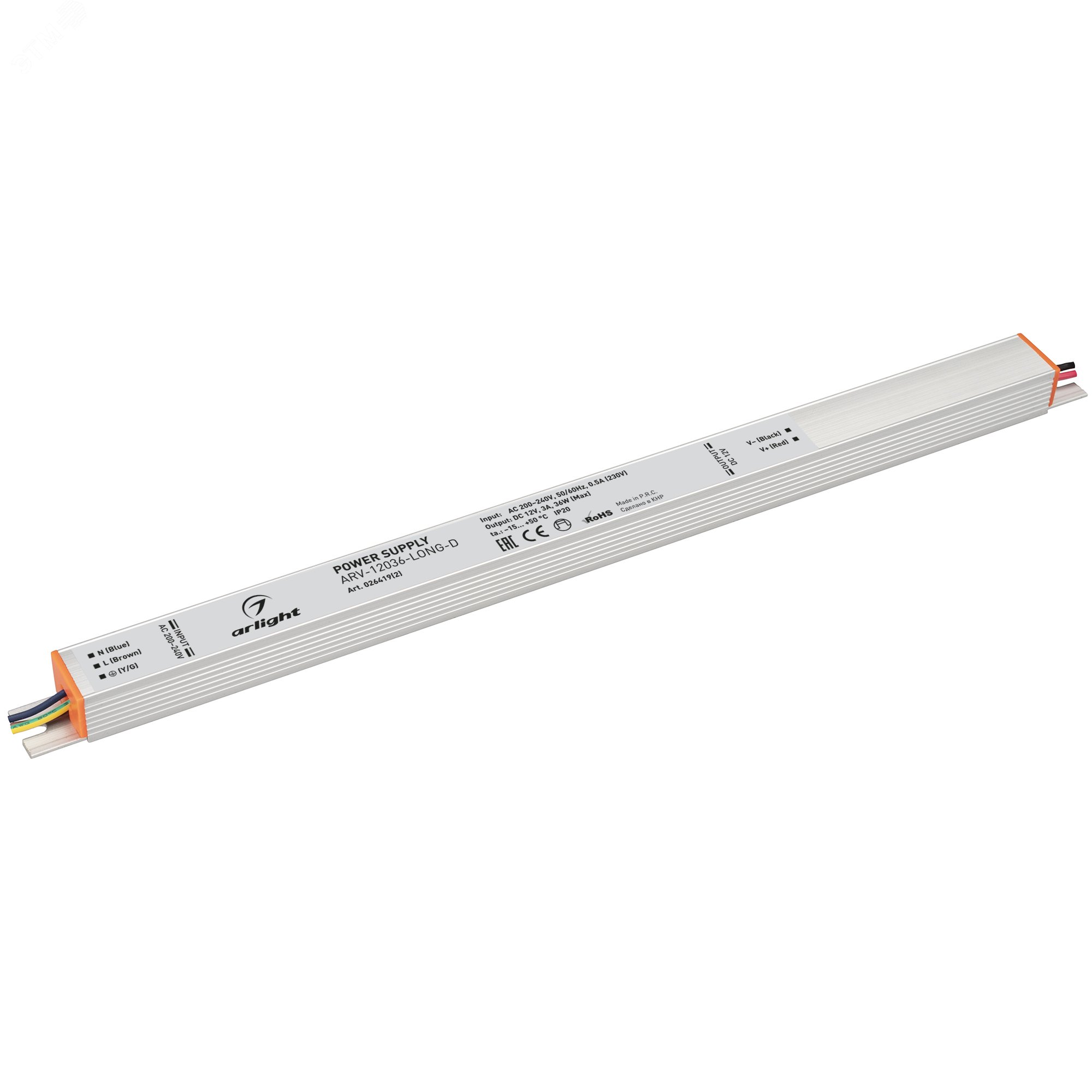 Изображение товара Блок питания ARV-12036-LONG-D (12V, 3A, 36W) (ARL, для светодиодных лент, IP20 металл, 3 года) (шт) Изображение товара Блок питания ARV-12036-LONG-D (12V, 3A, 36W) (ARL, для светодиодных лент, IP20 металл, 3 года) (шт)