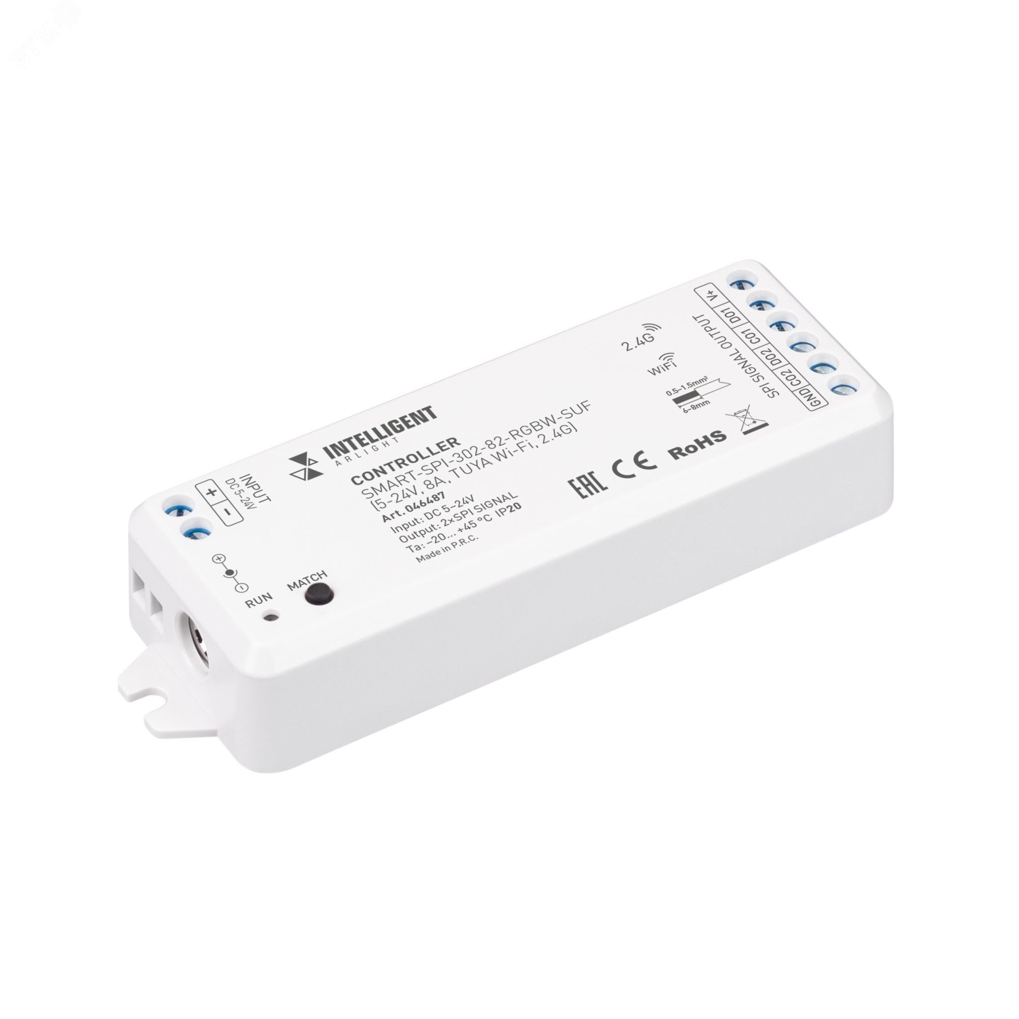 Изображение товара Контроллер для светодиодных лент RGBW SPI Tuya Wi-Fi 5-24V 8A