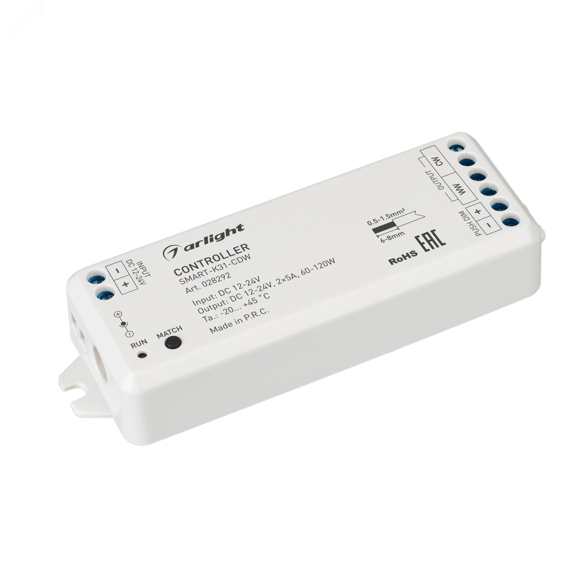 Изображение товара Контроллер для светодиодных лент SMART-K31-CDW 12-24V 2x5A IP20