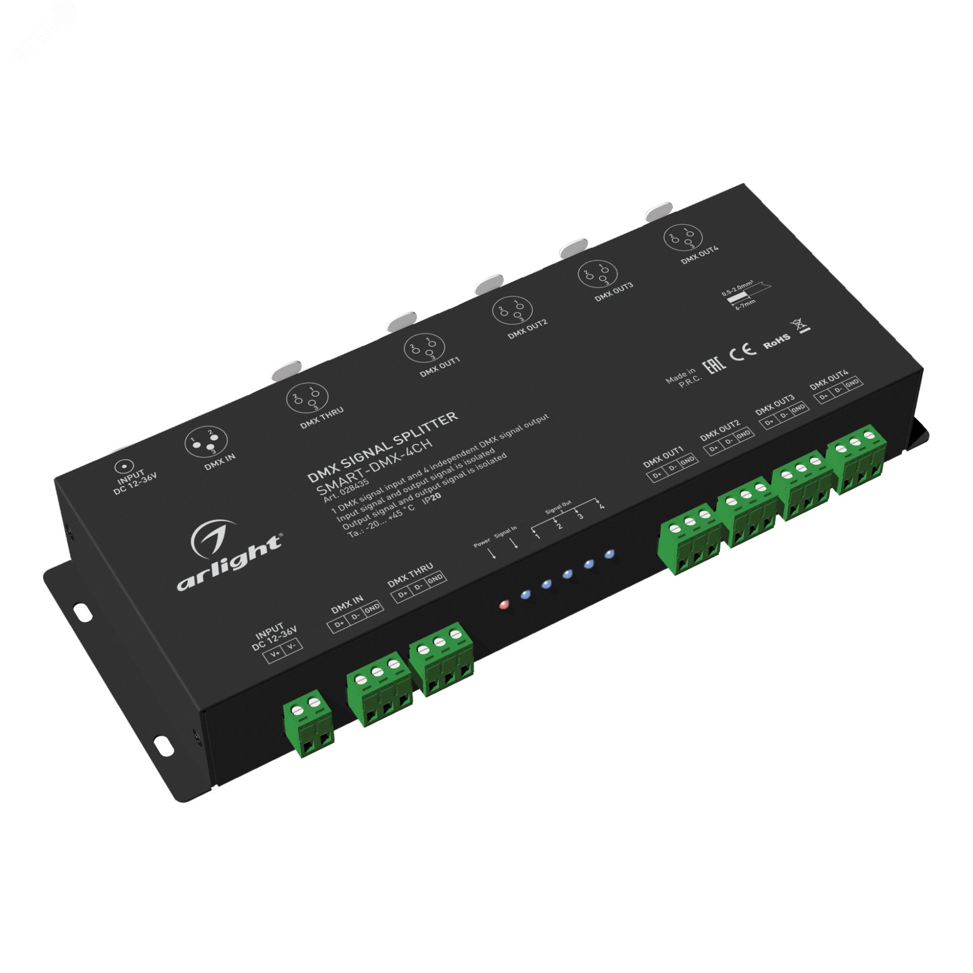 Изображение товара DMX-сплиттер SMART-DMX-4CH 12-36V XLR3 IP20 металлический для сценического освещения